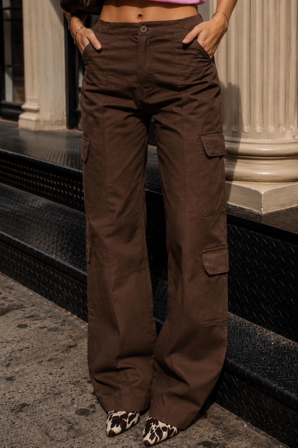 CALÇA SARJA CARGO RECORTE COS ELASTICO
