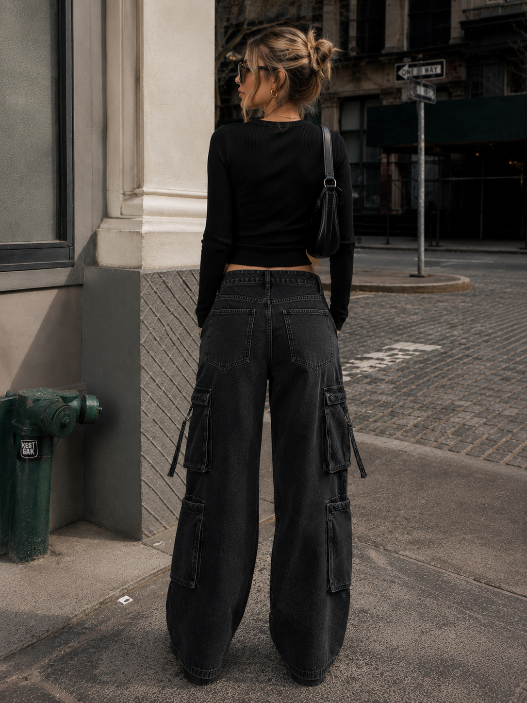 CALÇA JEANS BAGGY MULTIPOCKETS BLACK