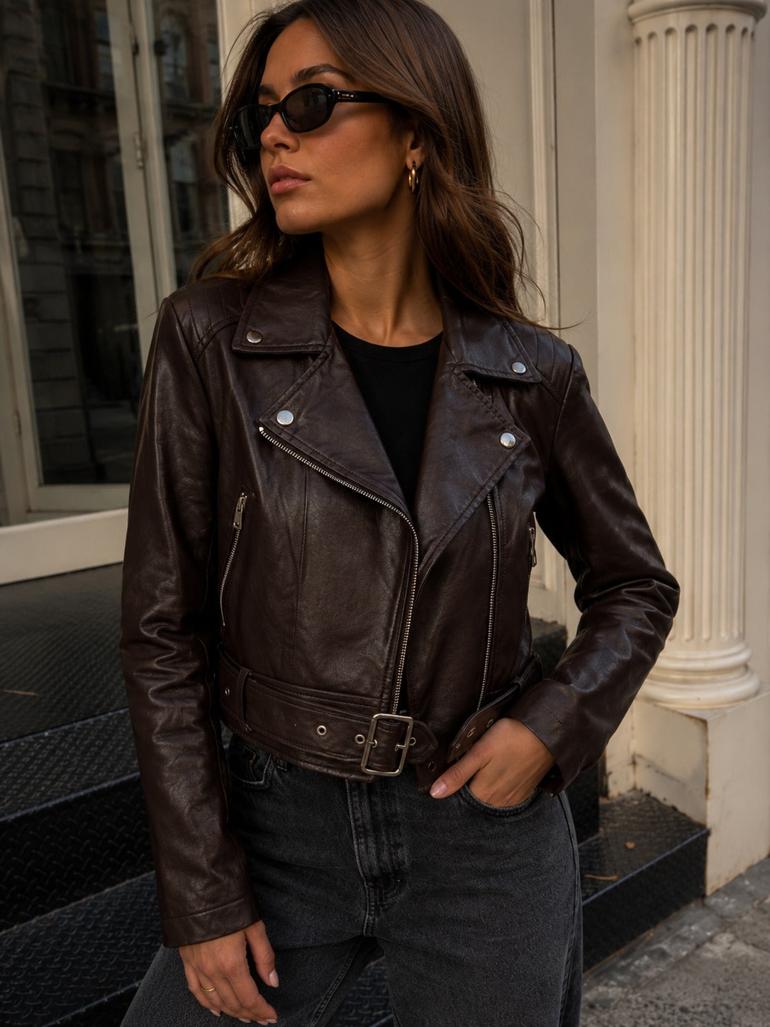 JAQUETA BIKER CITY STREET CINTO PU